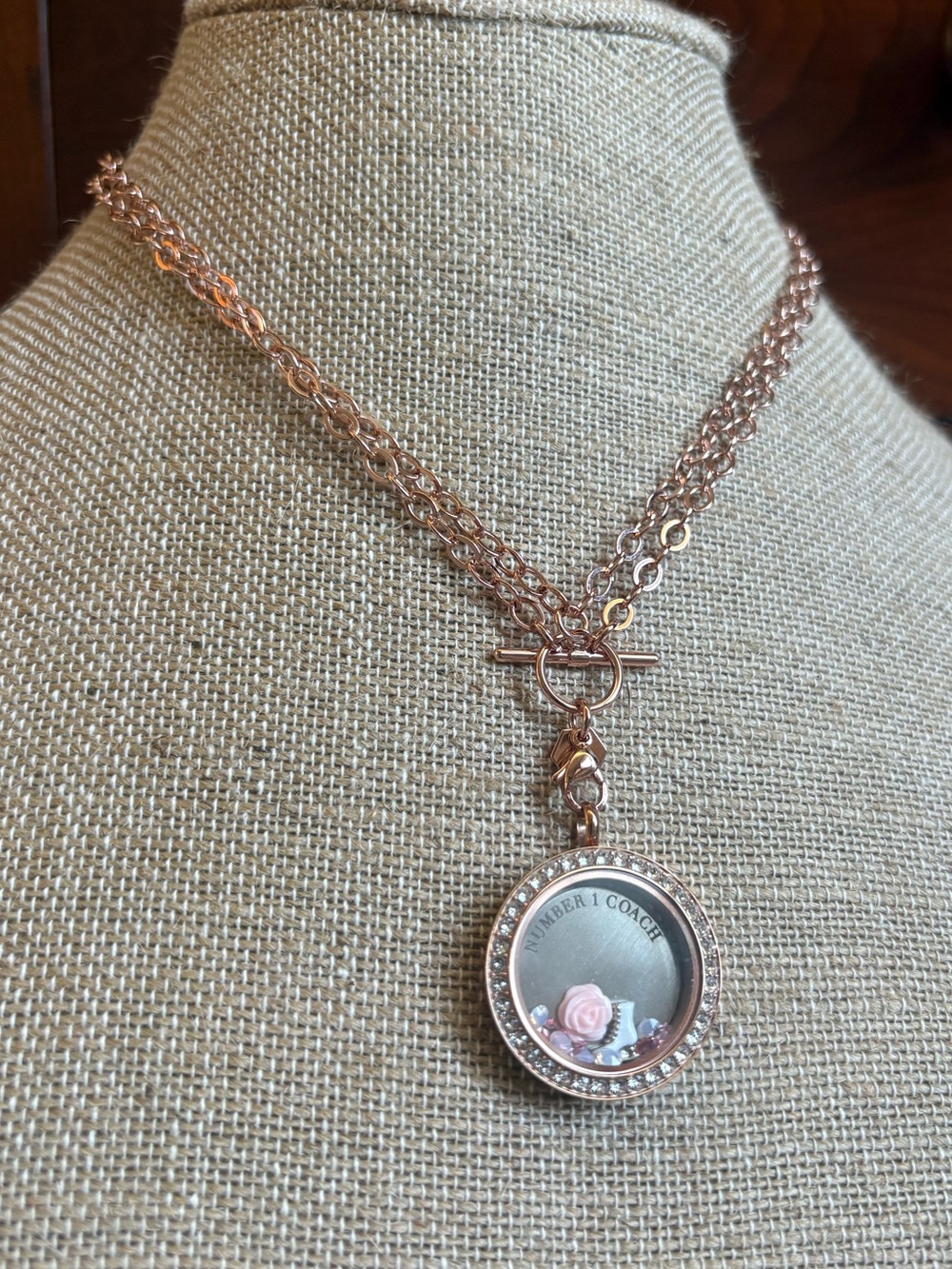 Number 1 Coach Origami Owl Rose Gold Locket Set